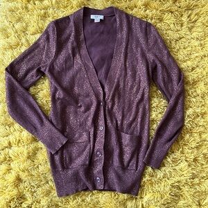 Ann Taylor LOFT Mauve Metallic Cardigan
